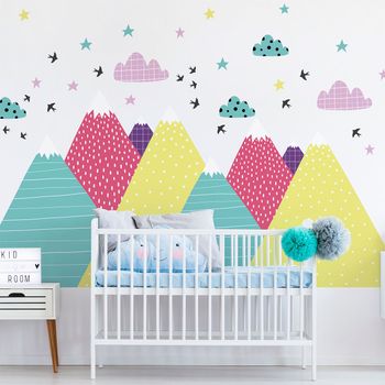 Vinilo Niño Escandinavo De Montaña Neka - Adhesivo De Pared - Revestimiento Sticker Mural Decorativo - 70x105cm