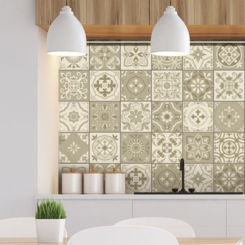 30 Vinilo Baldosas Azulejos Ennio - Adhesivo De Pared - Revestimiento Sticker Mural Decorativo - 30stickers15x15cm