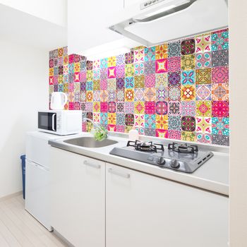 60 Vinilo Baldosas Azulejos Amarilis - Adhesivo De Pared - Revestimiento Sticker Mural Decorativo - 90x150cm-60stickers15x15cm