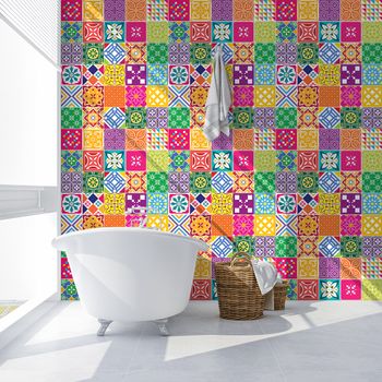 60 Vinilo Baldosas Azulejos Willia - Adhesivo De Pared - Revestimiento Sticker Mural Decorativo - 60x100cm-60stickers10x10cm