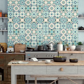 30 Vinilos Baldosas De Cemento Azulejos Franzy - Adhesivo Pared - Sticker Revestimiento - 75x90cm-30stickers15x15cm