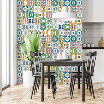 30 Vinilos Baldosas De Cemento Azulejos Frederica - Adhesivo Pared - Sticker Revestimiento - 75x90cm-30stickers15x15cm