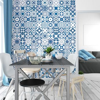 30 Vinilos Baldosas De Cemento Azulejos Rifisio - Adhesivo Pared - Sticker Revestimiento - 75x90cm-30stickers15x15cm