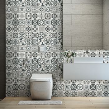 60 Vinilos Baldosas De Cemento Azulejos Rozia - Adhesivo Pared - Sticker Revestimiento - 120x200cm-60stickers20x20cm