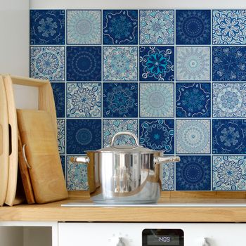 30 Vinilo Azulejos Bohemio Iztama - Adhesivo De Pared - Revestimiento Sticker Mural Decorativo - 75x90cm-30stickers15x15cm