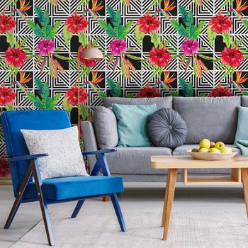 Vinilo Papel Tapiz Tropical Grenada - Adhesivo De Pared - Revestimiento Sticker Mural Decorativo - 40x40cm