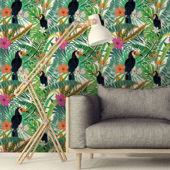 Vinilo Tapiz Tropical Campinas - Adhesivo De Pared - Revestimiento Sticker Mural Decorativo - 40x40cm
