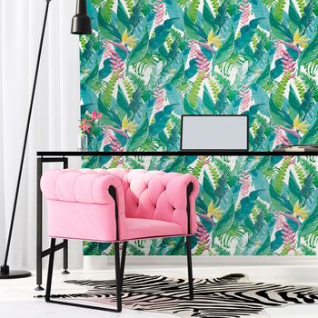 Vinilo Tapiz Tropical Hanga Roa - Adhesivo De Pared - Revestimiento Sticker Mural Decorativo - 30x30cm