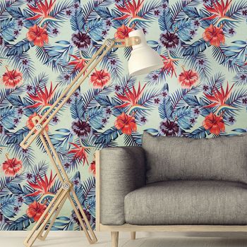 Vinilo Tapiz Tropical Natal - Adhesivo De Pared - Revestimiento Sticker Mural Decorativo - 40x40cm