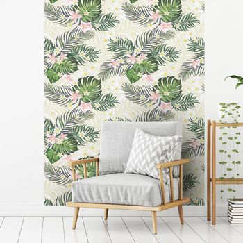 Vinilo Tapiz Tropical Bermejo - Adhesivo De Pared - Revestimiento Sticker Mural Decorativo - 30x30cm