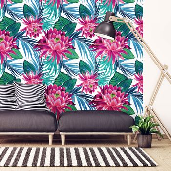 Vinilo Papel Tapiz Tropical Heredia - Adhesivo De Pared - Revestimiento Sticker Mural Decorativo - 40x40cm