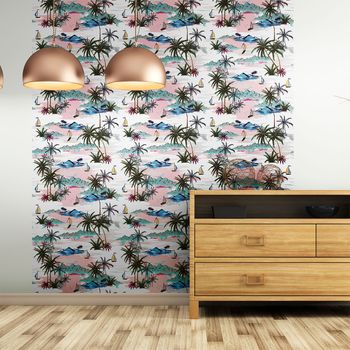 Vinilo Papel Tapiz Tropical Lemmy - Adhesivo De Pared - Revestimiento Sticker Mural Decorativo - 40x40cm