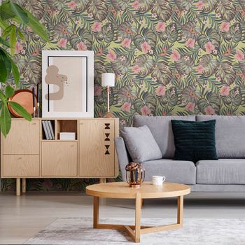 Vinilo Papel Tapiz Tropical Talagante - Adhesivo De Pared - Revestimiento Sticker Mural Decorativo - 40x40cm