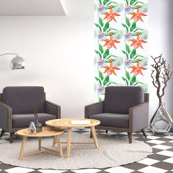 Vinilo Papel Tapiz Tropical Las Orquideas - Adhesivo De Pared - Revestimiento Sticker Mural Decorativo - 30x30cm