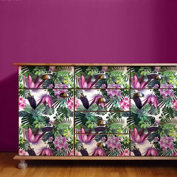 Vinilo Muebles Tropical Samana - Adhesivo De Pared - Revestimiento Sticker Mural Decorativo - 40x60cm
