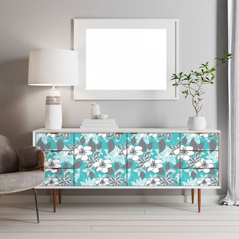 Vinilo Muebles Tropical Toyama - Adhesivo De Pared - Revestimiento Sticker Mural Decorativo - 40x60cm