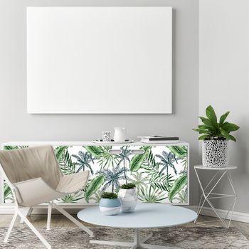 Vinilo Muebles Tropical Kennyon - Adhesivo De Pared - Revestimiento Sticker Mural Decorativo - 40x60cm