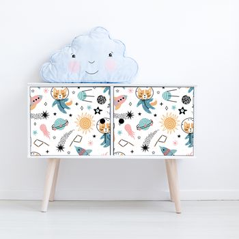 Pegatina Muebles Para Niños Animales En El Espacio - Adhesivo De Pared - Revestimiento Sticker Mural Decorativo - 40x60cm