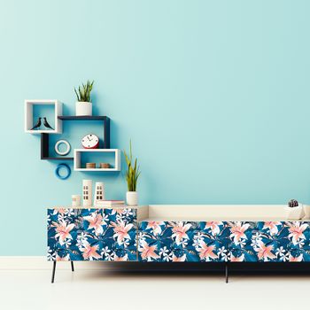 Vinilo Muebles Tropical Taiarapu - Adhesivo De Pared - Revestimiento Sticker Mural Decorativo - 40x60cm