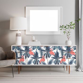 Vinilo Muebles Tropical Arutua - Adhesivo De Pared - Revestimiento Sticker Mural Decorativo - 40x60cm