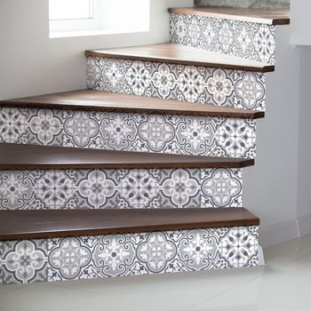 Vinilo Escalera Azulejos Orlandono X 2 - Adhesivo Pared - Sticker Revestimiento - 25cmx87,5cm-2bandesde12.5cmx87.5cm