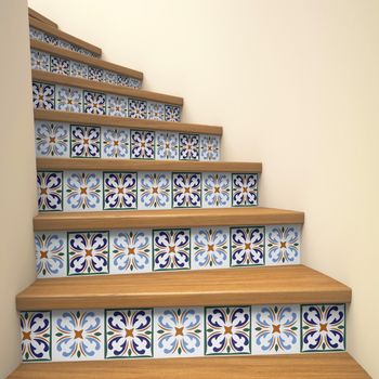 Vinilo Escalera Rolando X 2 - Adhesivo De Pared - Revestimiento Sticker Mural Decorativo - 2tirasde17.5cmx122.5cm