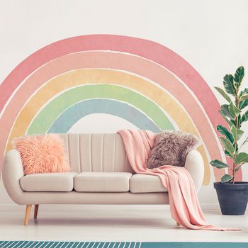 Papel Pintado Prepegado - Arcoiris Pastel Diseño - Gigante - Adhesivo Pared - Sticker Revestimiento - M-h75xl60cm