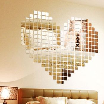 Vinilo Espejo Mosaicos 100 Piezas - Adhesivo De Pared - Revestimiento Sticker Mural Decorativo - 10x10cm