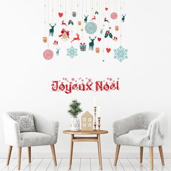 Vinilo Navidad Decoración Joyeux Noël - Adhesivo De Pared - Revestimiento Sticker Mural Decorativo - 110x120cm