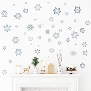 Vinilo Navidad Copos De Nieve - Adhesivo De Pared - Revestimiento Sticker Mural Decorativo - 80x105cm