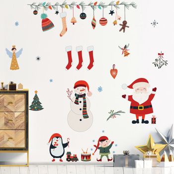 Vinilo Navidad Elementos De Santa Claus Y Navidad - Adhesivo De Pared - Revestimiento Sticker Mural Decorativo - 100x135cm