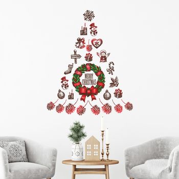 Vinilo Navidad Arbol De Navidad Navidad - Adhesivo De Pared - Revestimiento Sticker Mural Decorativo - 110x130cm