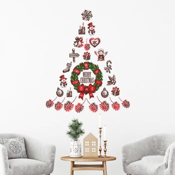 Vinilo Navidad Arbol De Navidad Navidad - Adhesivo De Pared - Revestimiento Sticker Mural Decorativo - 120x140cm