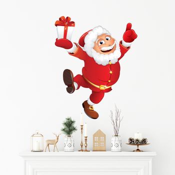 Vinilo Navidad El Feliz Papá Noel - Adhesivo De Pared - Revestimiento Sticker Mural Decorativo - 130x100cm