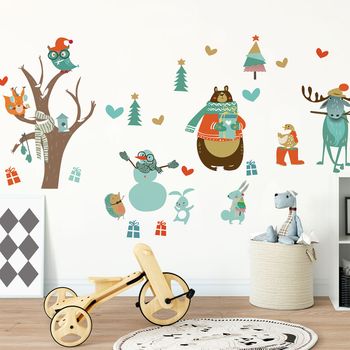 Vinilo Animales Y El Árbol Encantado - Adhesivo De Pared - Revestimiento Sticker Mural Decorativo - 100x150cm