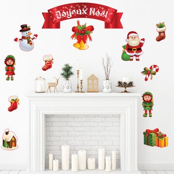 Vinilo Navidad Decoración Joyeux Noël - Adhesivo De Pared - Revestimiento Sticker Mural Decorativo - 145x120cm