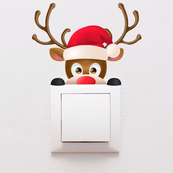 Vilono Decorativo Conmutador Reno De Navidad - Adhesivo De Pared - Revestimiento Sticker Mural Decorativo - 10x13cm
