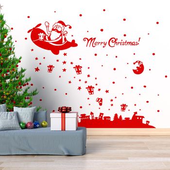 Vinilo Ambiance Navidad - Adhesivo De Pared - Revestimiento Sticker Mural Decorativo - 85x55cm