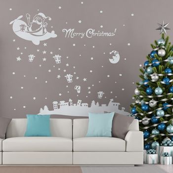 Vinilo Ambiance Navidad - Adhesivo De Pared - Revestimiento Sticker Mural Decorativo - 170x110cm