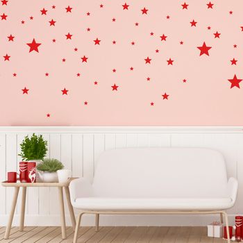 Vinilo Paquete De 130 Estrellas - Adhesivo De Pared - Revestimiento Sticker Mural Decorativo - 65x120cm