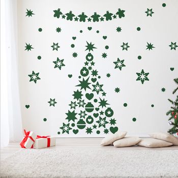 Vinilo Ornamento De La Navidad - Adhesivo De Pared - Revestimiento Sticker Mural Decorativo - 115x55cm