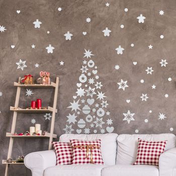 Vinilo Ornamento De La Navidad - Adhesivo De Pared - Revestimiento Sticker Mural Decorativo - 115x55cm