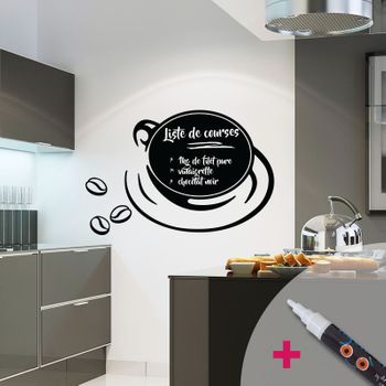 Vinilo Pizarra Café Chic + Líquido Tiza Blanca - Adhesivo De Pared - Revestimiento Sticker Mural Decorativo - 105x130cm