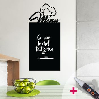 Vinilo Pizarra Menú Del Chef + Líquido Tiza Blanca - Adhesivo De Pared - Revestimiento Sticker Mural Decorativo - 75x35cm