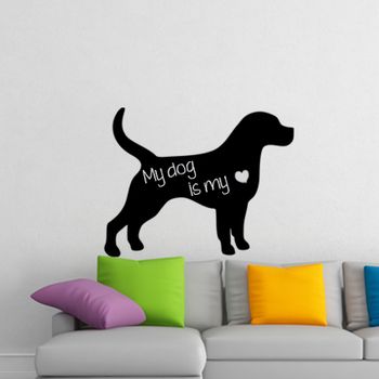 Vinilo Silueta Del Perro - Adhesivo De Pared - Revestimiento Sticker Mural Decorativo - 75x95cm