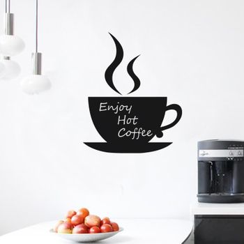 Vinilo Taza De Café De La Pizarra - Adhesivo De Pared - Revestimiento Sticker Mural Decorativo - 75x60cm