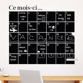 Vinilo Pizarra Calendario Mensual - Adhesivo De Pared - Revestimiento Sticker Mural Decorativo - 75x85cm