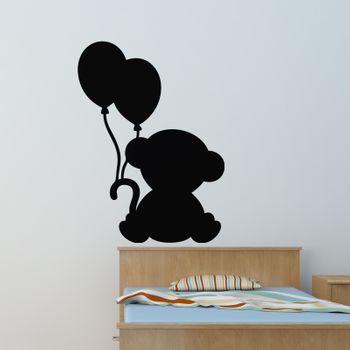 Vinilo Pizarra Peluche Con Globos - Adhesivo De Pared - Revestimiento Sticker Mural Decorativo - 75x55cm