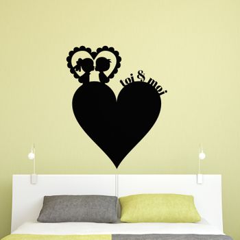 Vinilo Pizarra Corazón Toi & Moi - Adhesivo De Pared - Revestimiento Sticker Mural Decorativo - 125x100cm