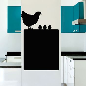 Vinilo Pizarra Gallina Con Los Huevos - Adhesivo De Pared - Revestimiento Sticker Mural Decorativo - 165x105cm